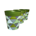 Picture of 3 Medium 22cm Plastic Green Geometric Pattern Indoor/Outdoor Flowerpots