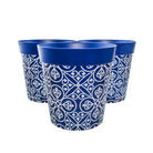 Picture of 3 Large 25cm Blue Moroccan Style Plastic Indoor/Outdoor Flowerpots