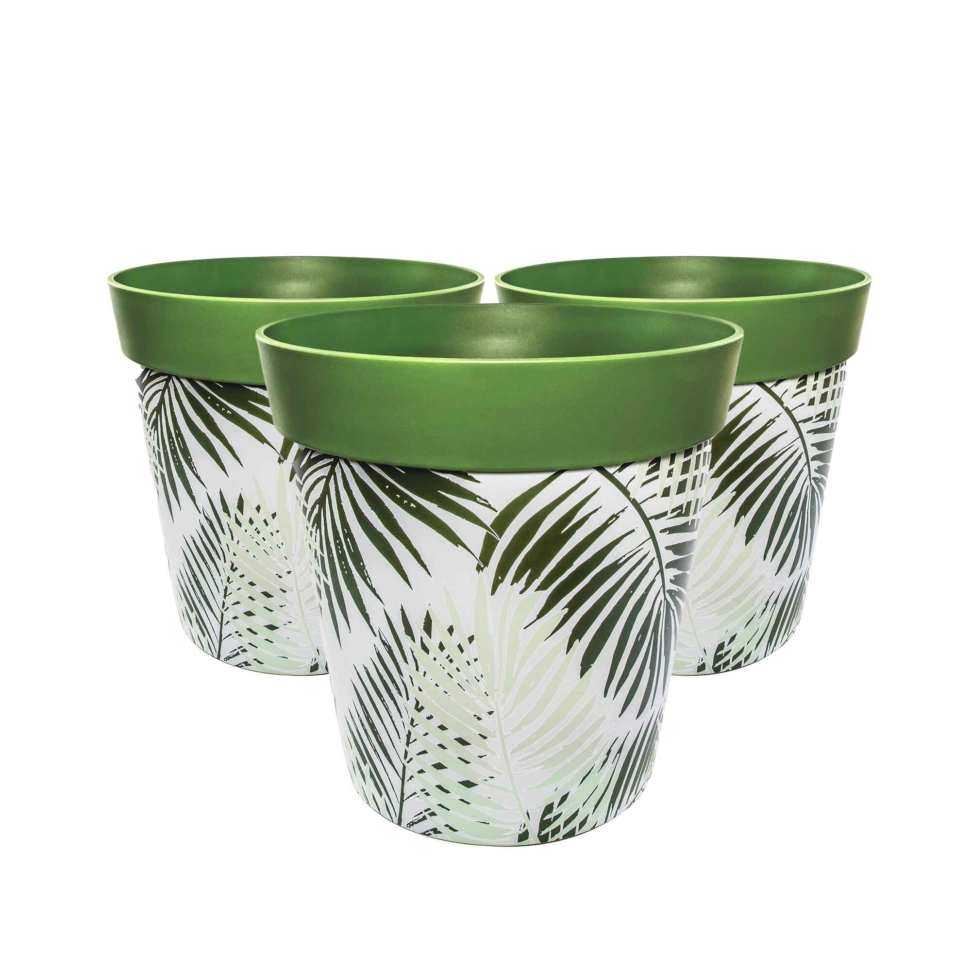 Picture of 3 Large 25cm Green Fern Leaves Plastic Indoor/Outdoor Flowerpots