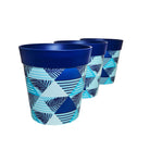 Picture of 3 Medium 22cm Plastic Blue Geometric Pattern Indoor/Outdoor Flowerpots