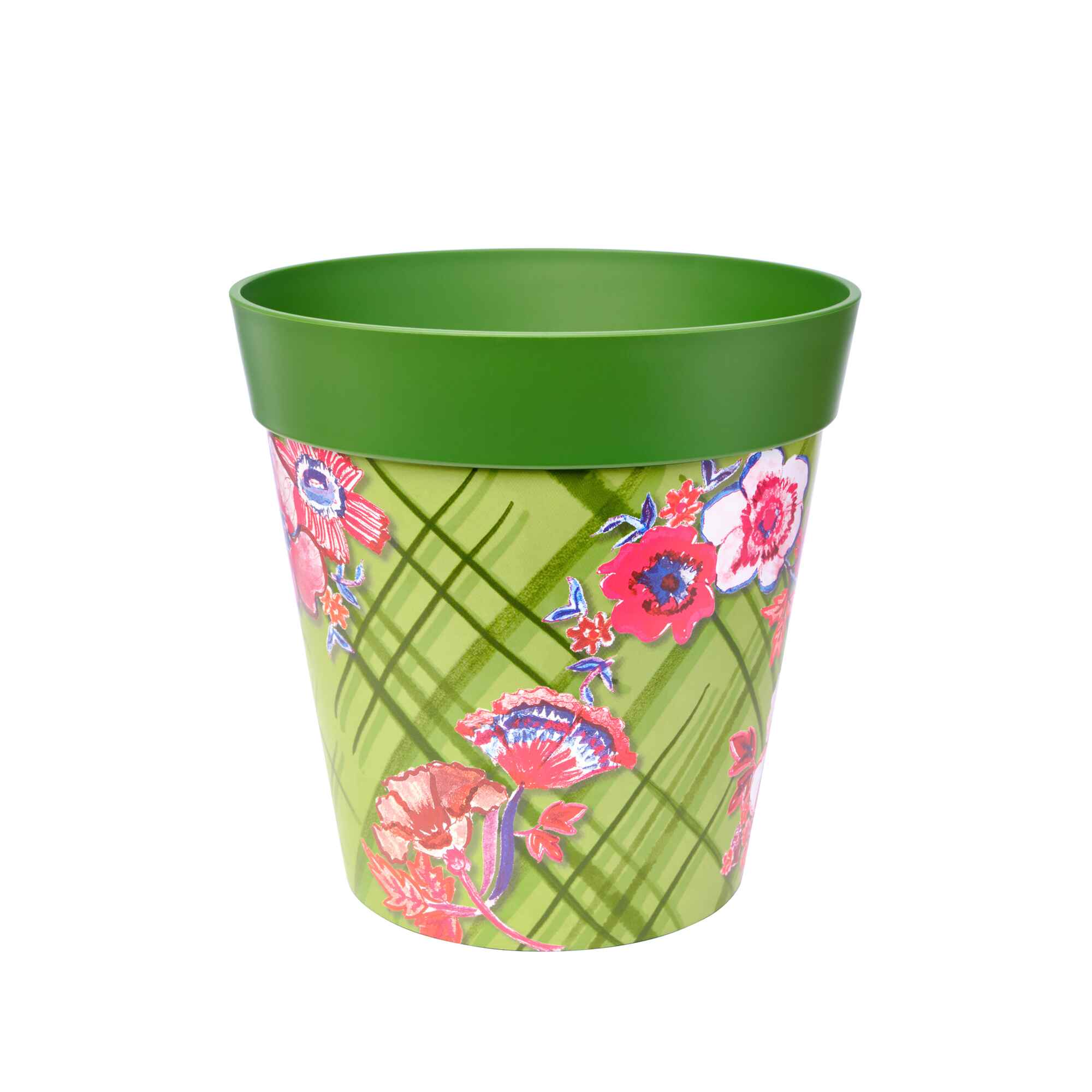 Picture of Large 25cm  Green Trellis and Flowers  Pattern Plastic Indoor/Outdoor Flowerpot