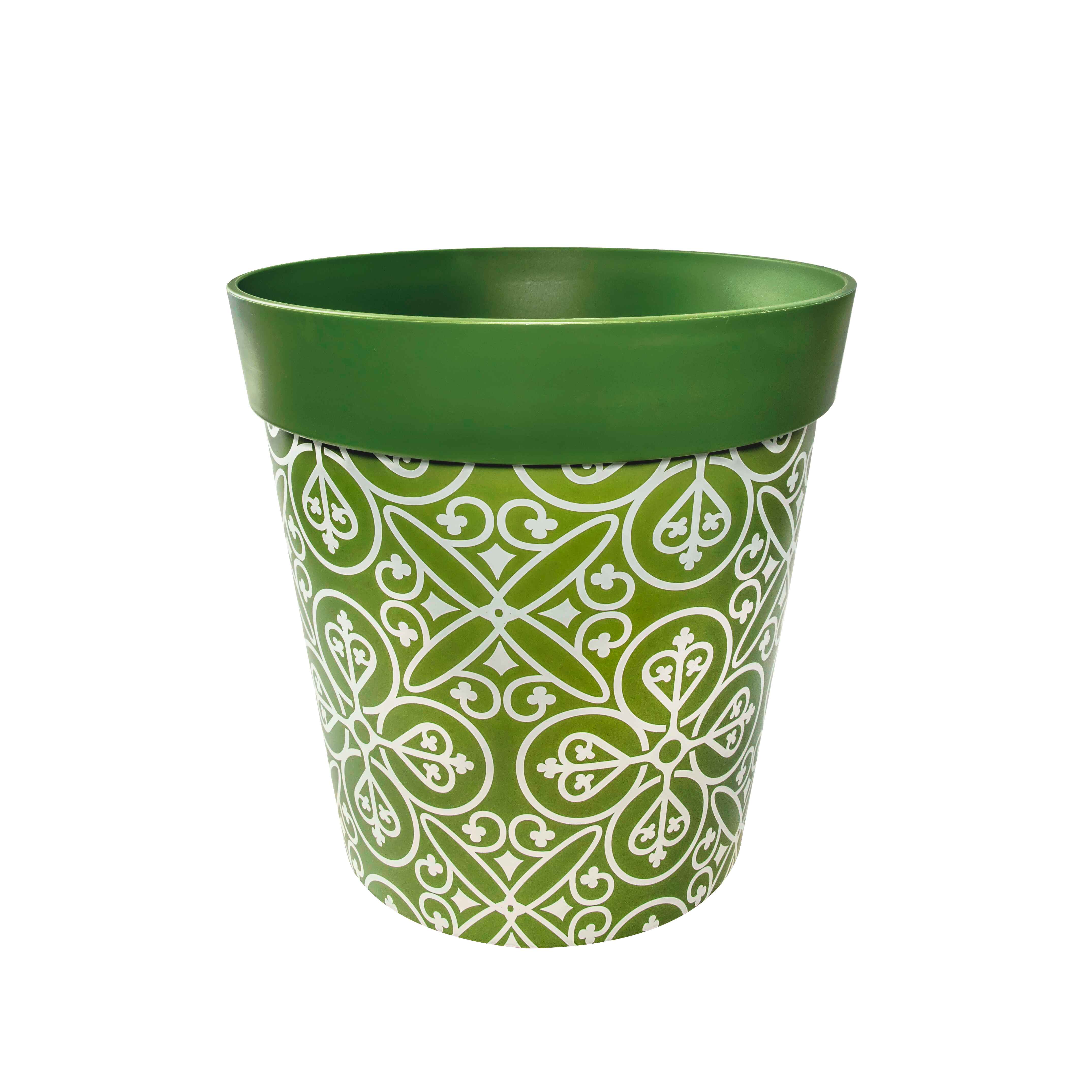 Picture of Large 25cm Green Moroccan Style Pattern Plastic Indoor/Outdoor Flowerpot 