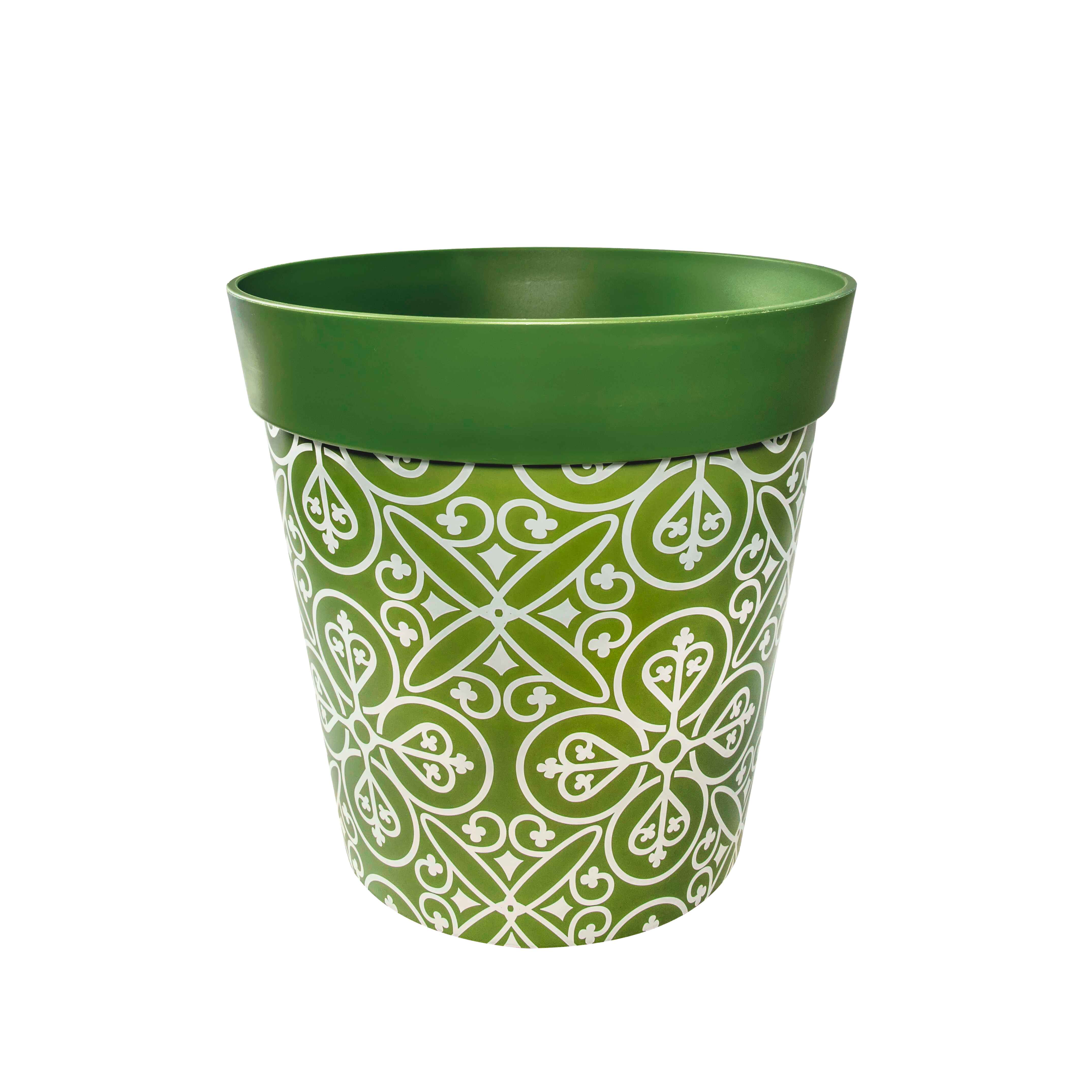 Picture of Large 25cm Green Moroccan Style Pattern Plastic Indoor/Outdoor Flowerpot
