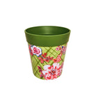 Picture of Medium 22cm Green Floral Trellis Pattern Plastic Indoor/Outdoor Flowerpot