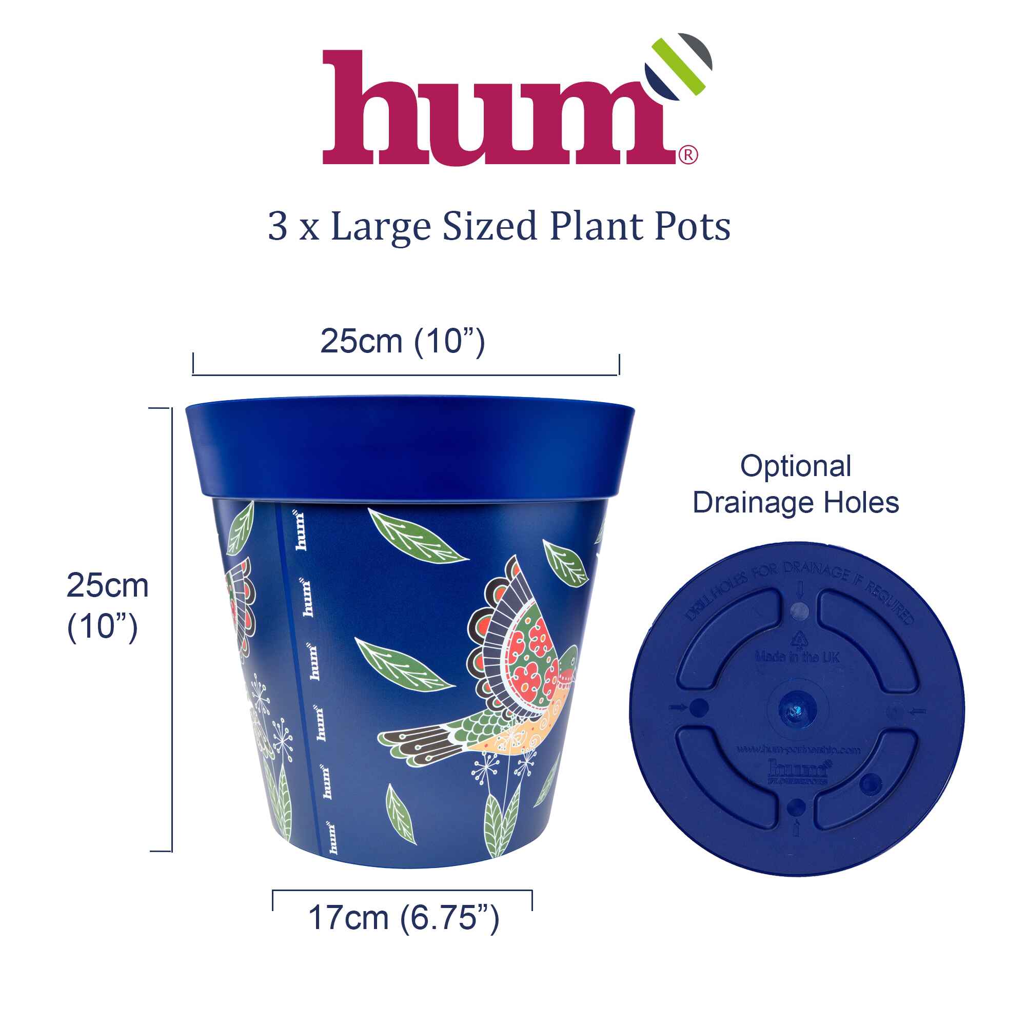 infographic showing dimensions and base of flowerpots