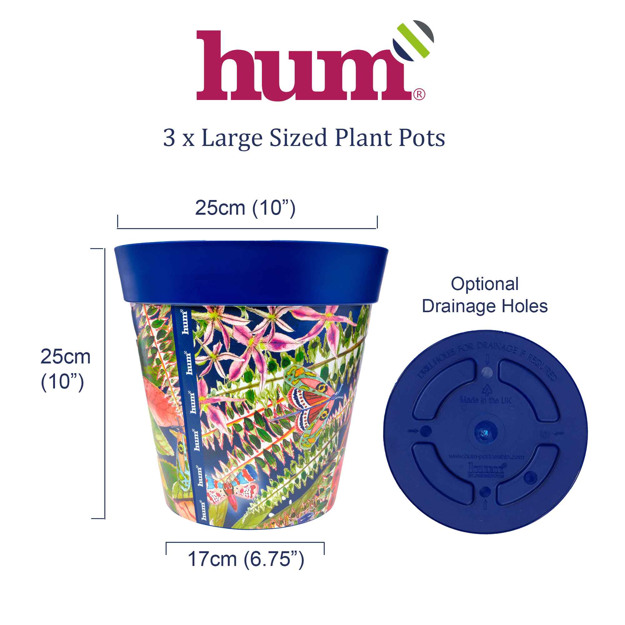 infographic showing dimensions and base of flowerpots