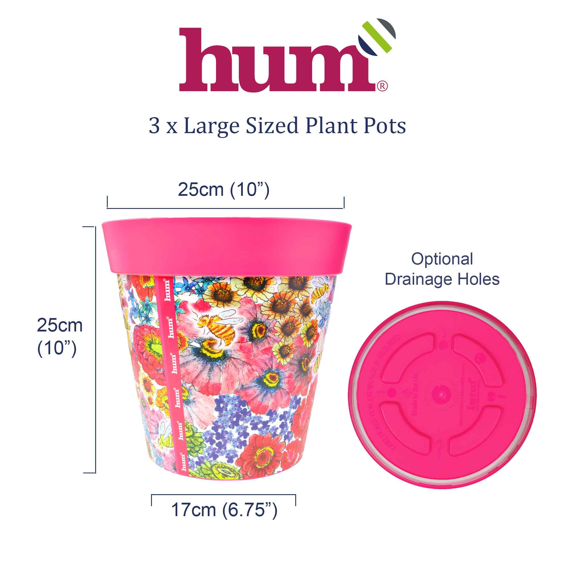 infographic showing dimensions and base of flowerpots