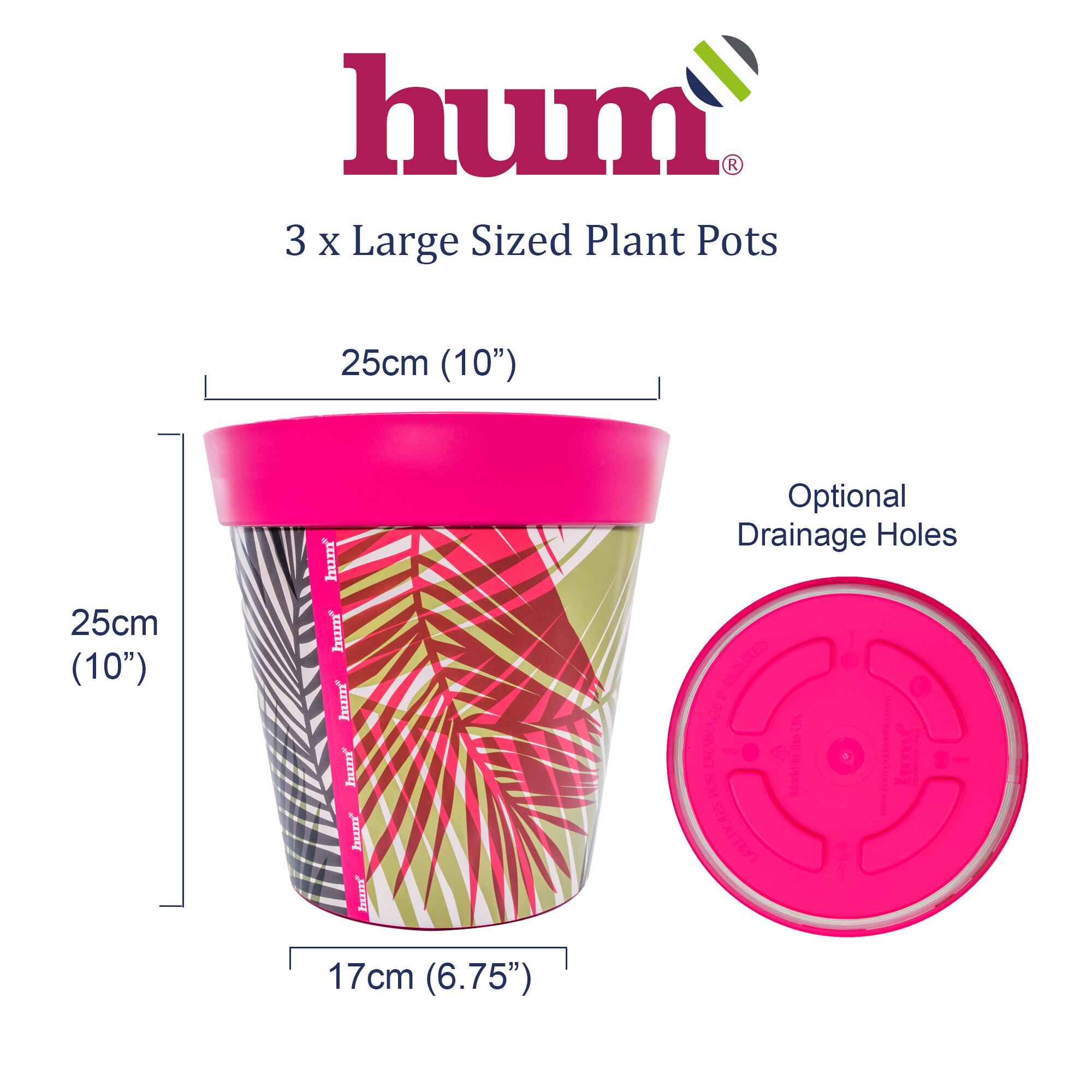 infographic showing dimensions and base of flowerpots