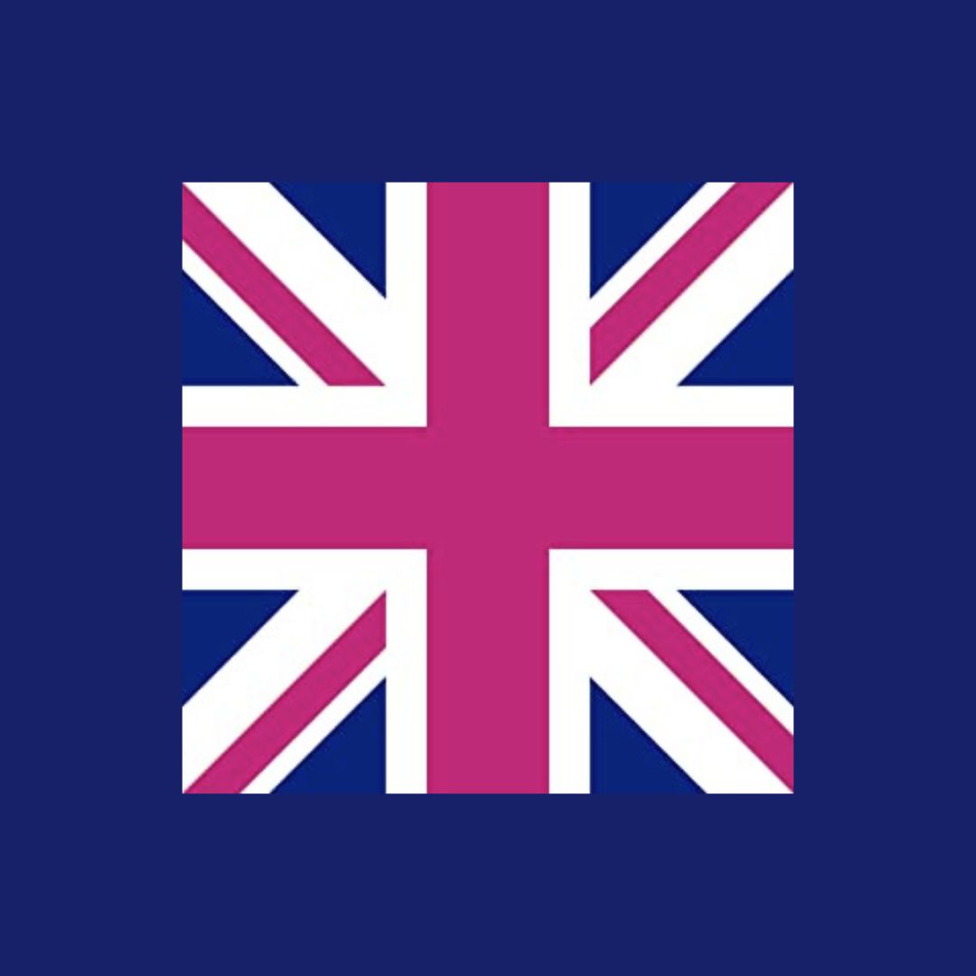 a Union Jack flag image on a blue background