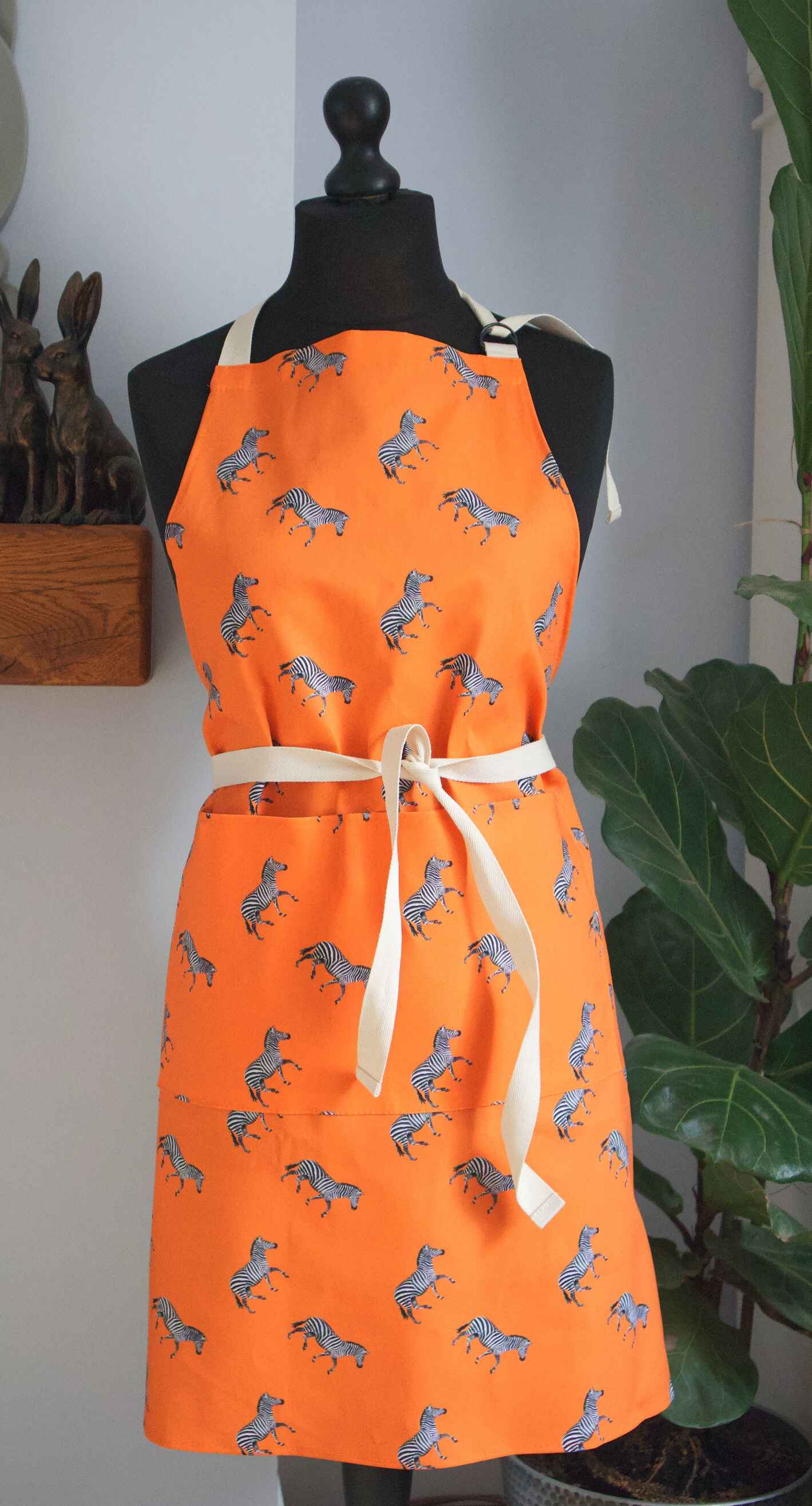 orange zebra pattern apron