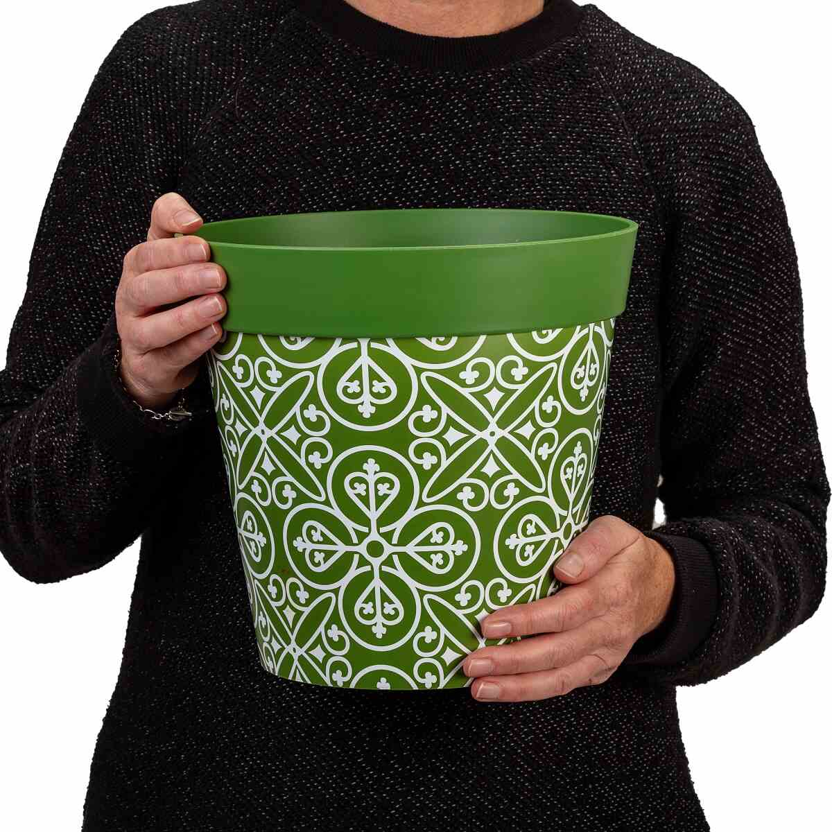 Hum Flowerpots Green Plastic Maroc Tile Large 25cm Indoor/Outdoor Pot – Hum Flowerpots