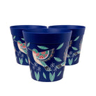 Picture of 3 Large 25cm Blue Hummingbird Pattern Plastic Indoor/Outdoor Flowerpots