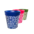 Picture of 3 Medium 22cm Plastic Multi Colour Moroccan Style Pattern Indoor/Outdoor Flowerpots