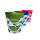 Picture of 3 Medium 22cm Plastic Multi Colour Geometric Pattern Indoor/Outdoor Flowerpots