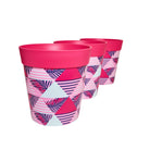 Picture of 3 Medium 22cm Plastic Pink Geometric Pattern Indoor/Outdoor Flowerpots