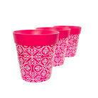 Picture of 3 Medium 22cm Plastic Pink Moroccan Style Indoor/Outdoor Flowerpots
