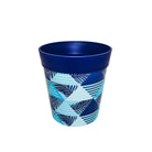 Picture of Medium 22cm Blue Geometric Pattern Plastic Indoor/Outdoor Flowerpot