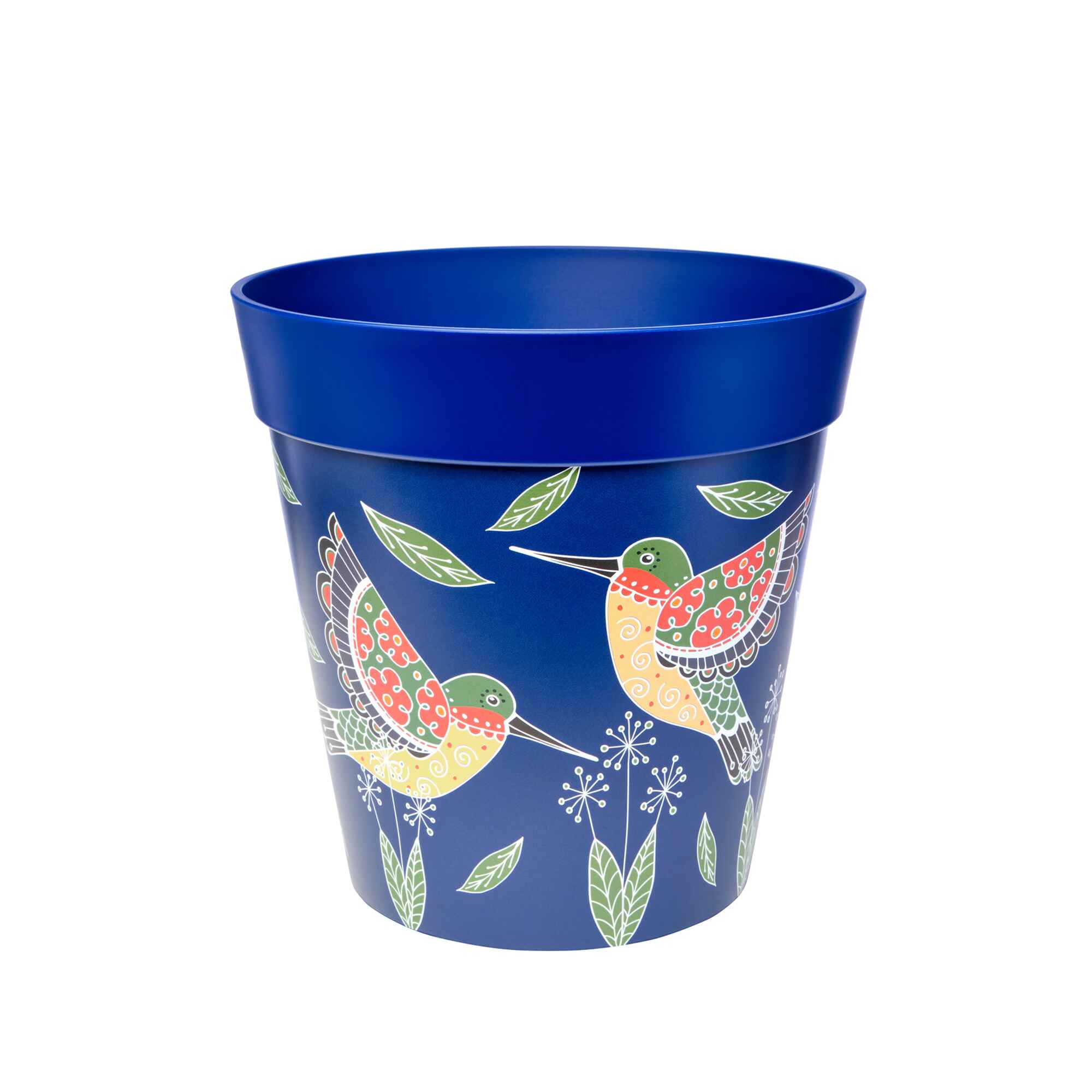 Picture of Large 25cm Blue Hummingbird Pattern Plastic Indoor/Outdoor Flowerpot 