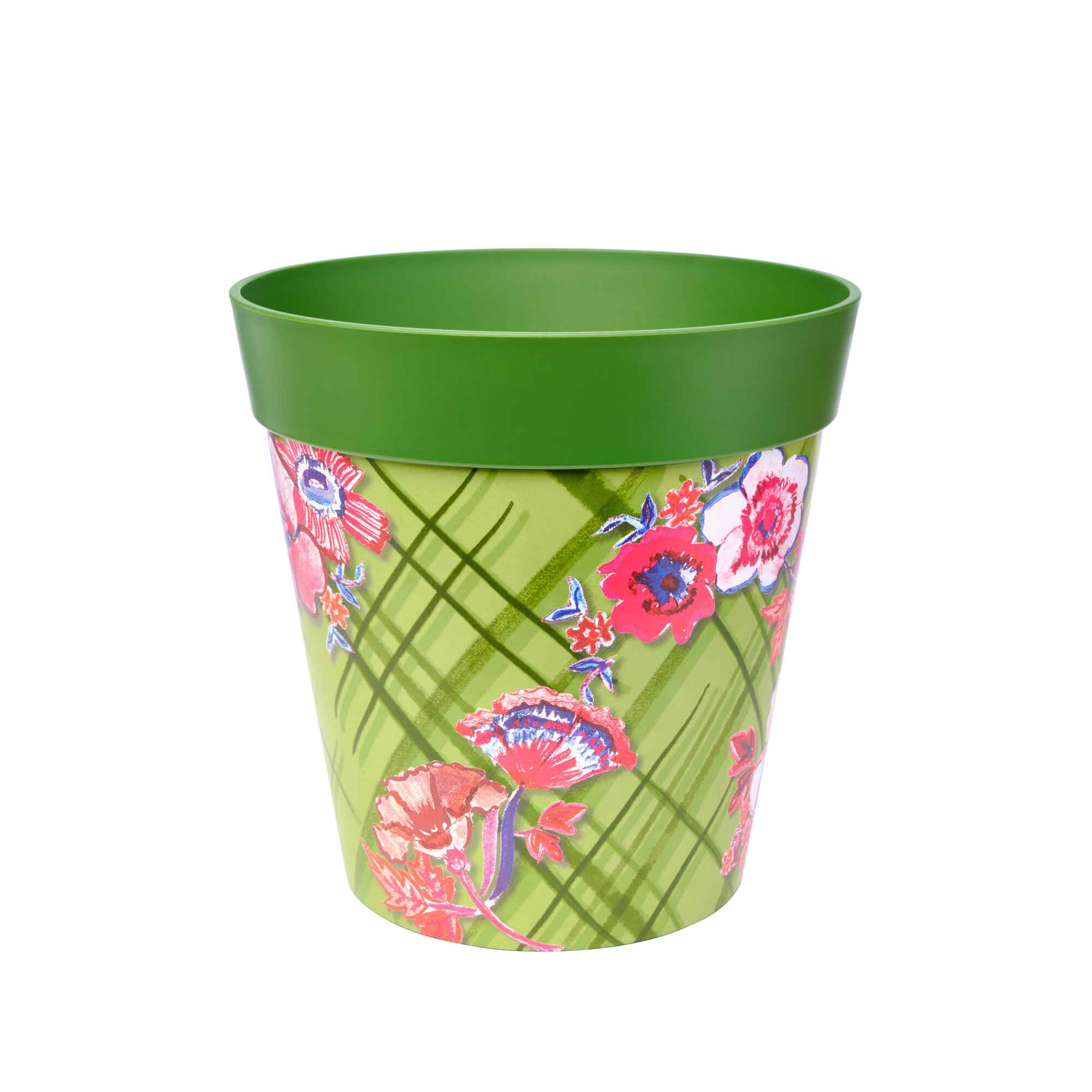 Picture of Large 25cm  Green Trellis and Flowers  Pattern Plastic Indoor/Outdoor Flowerpot 