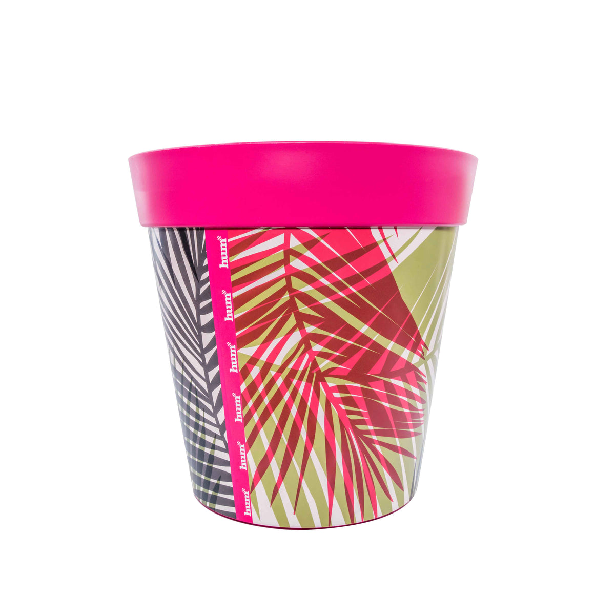 Hum Flowerpots Pink Plastic Palm Leaf Pattern Large 25cm Indoor/Outdoor Pot – Hum ...