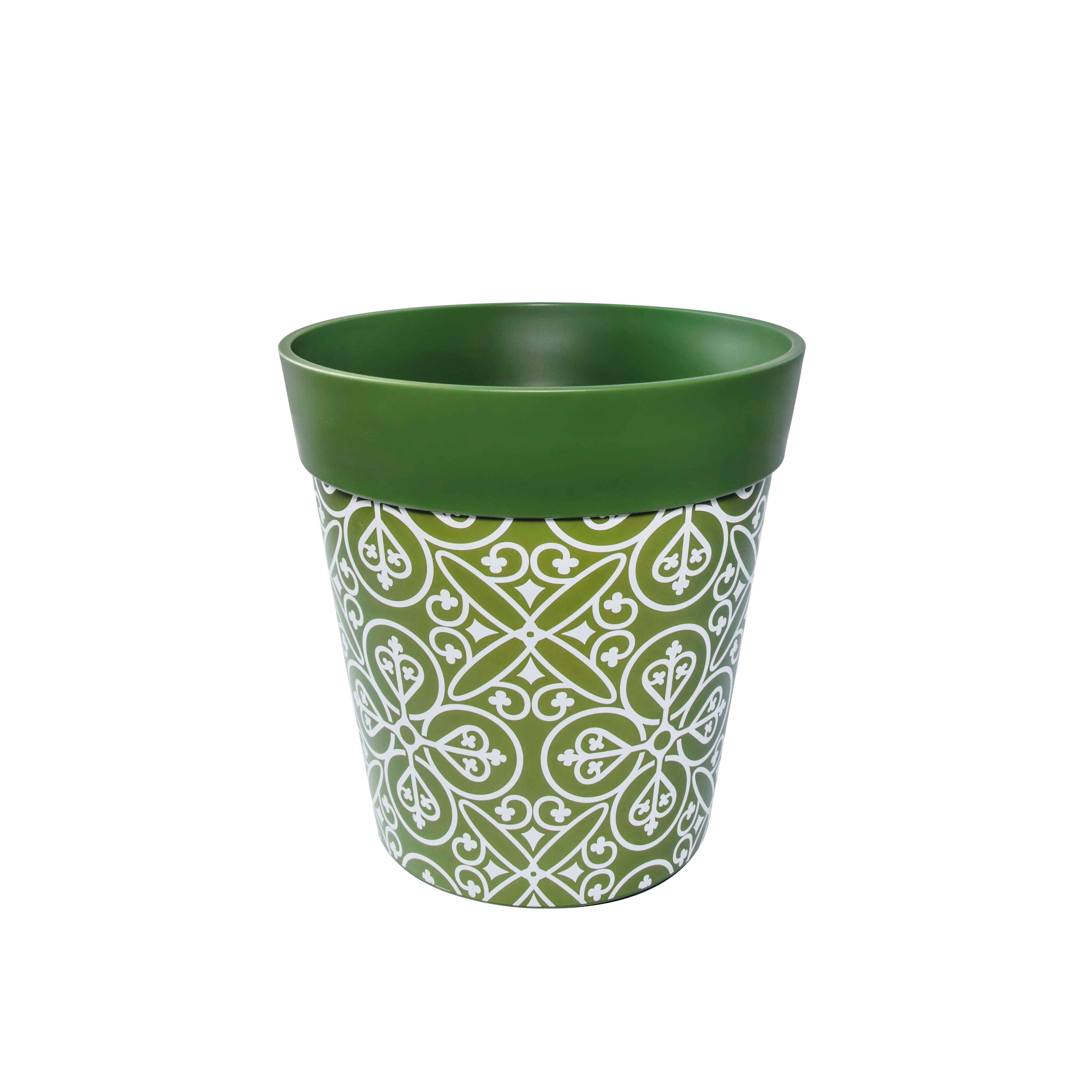 Picture of Medium 22cm Green Moroccan Style Pattern Plastic Indoor/Outdoor Flowerpot 