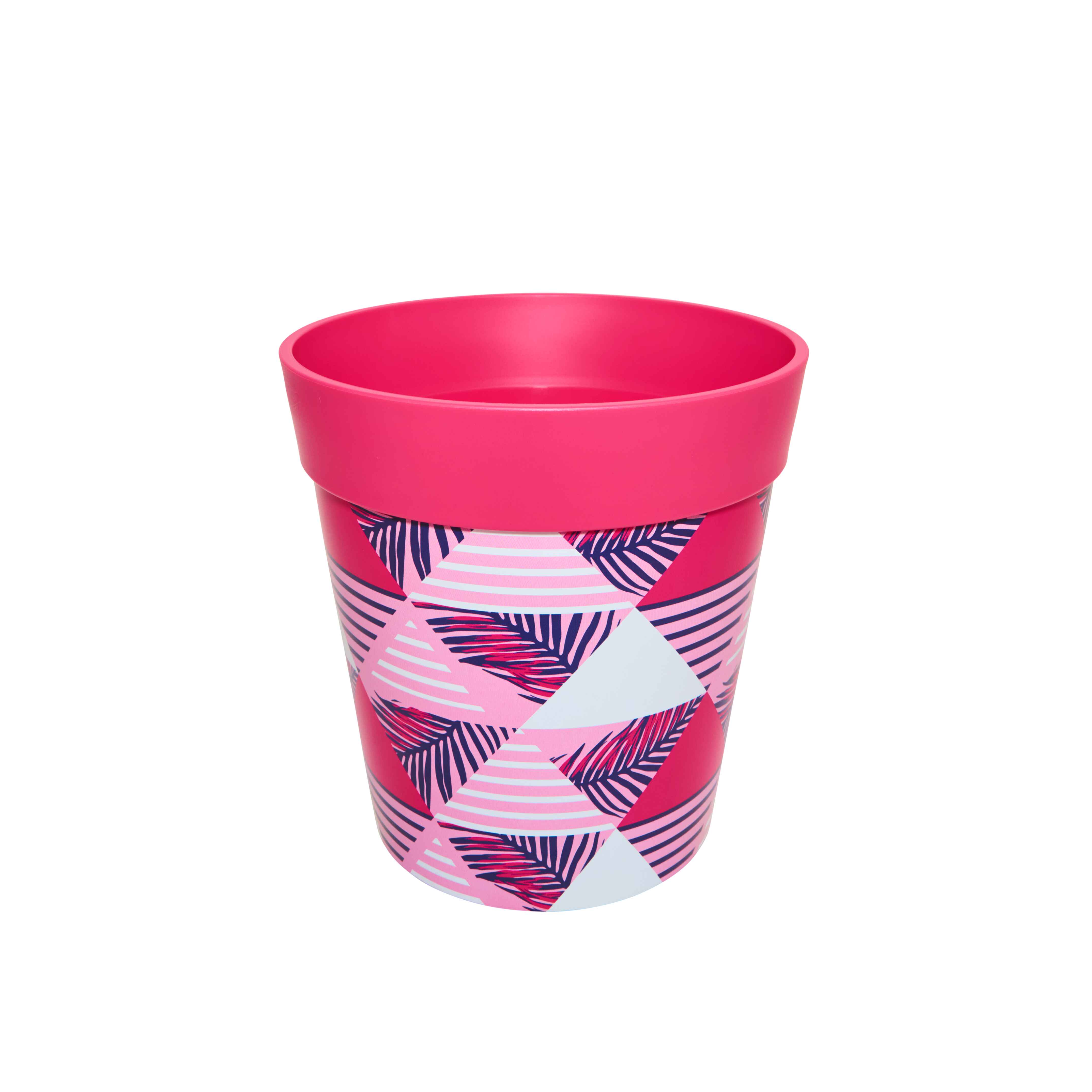 Picture of Medium 22cm Plastic Pink Geometric Indoor/Outdoor Flower Pots 