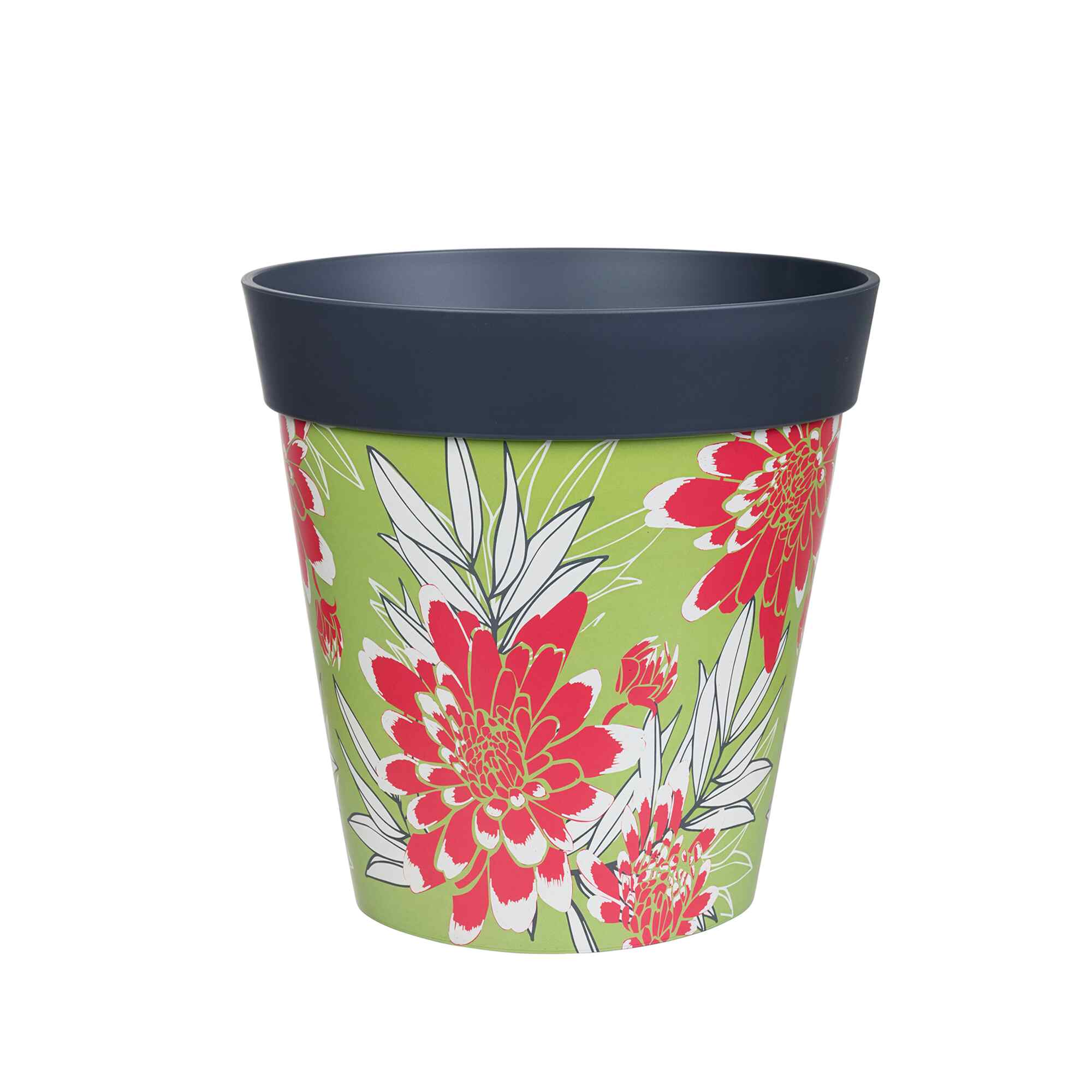 Picture of Large 25cm Plastic Green and Red Floral Pattern Indoor/Outdoor Flowerpot