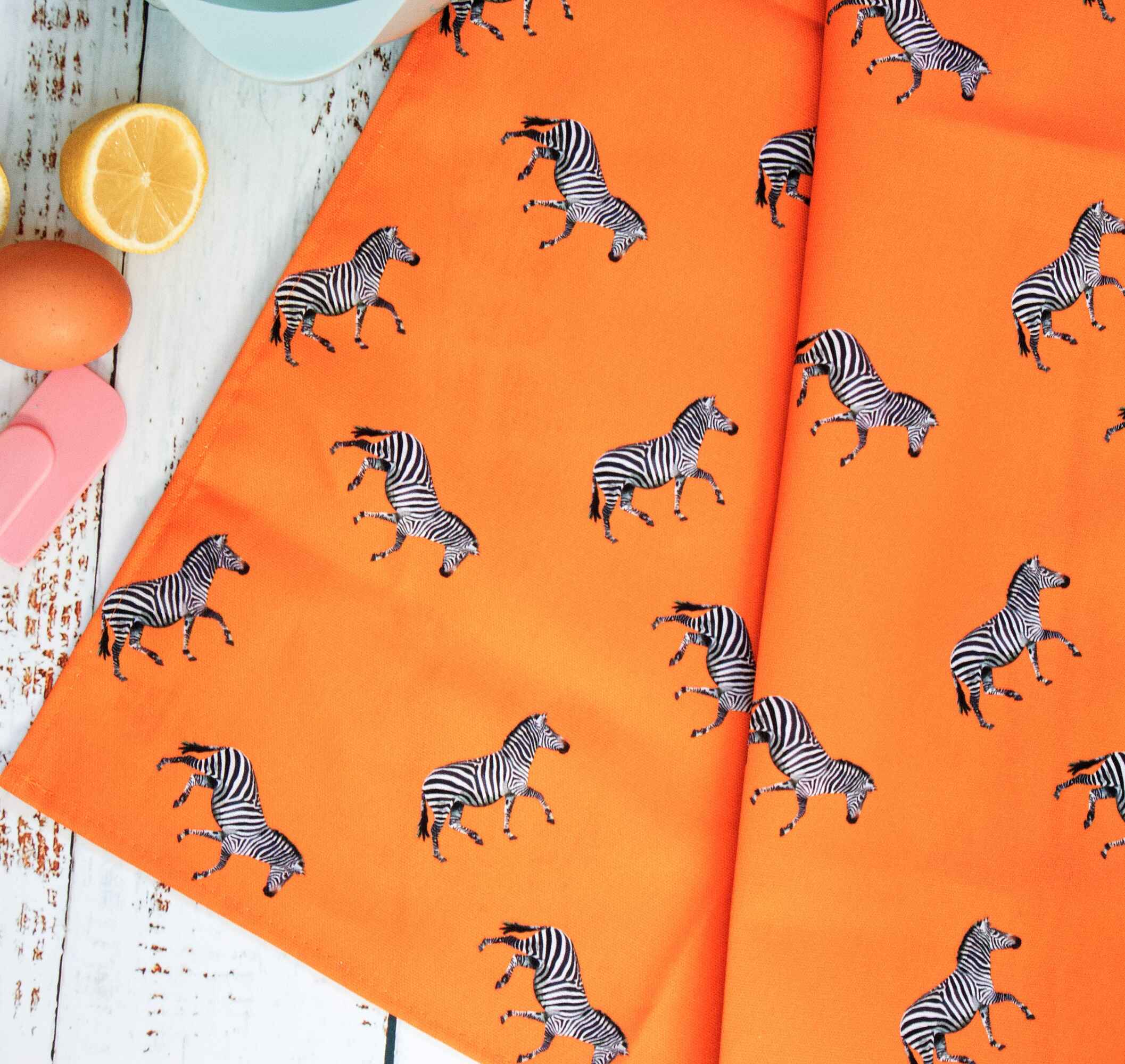 orange zebra pattern tea towel